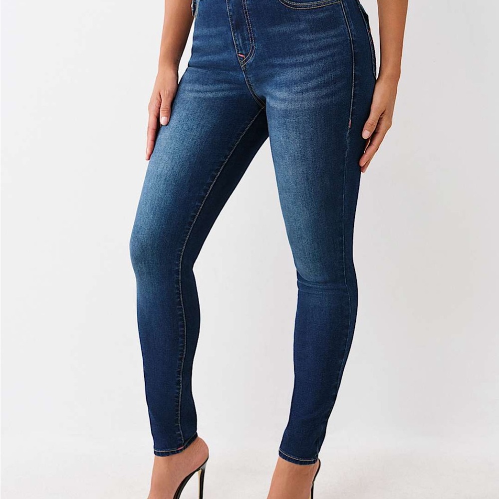 True Religion Women’s Skinny, high rise Flap-pocket PINK stitching! NWT - Picture 6 of 14